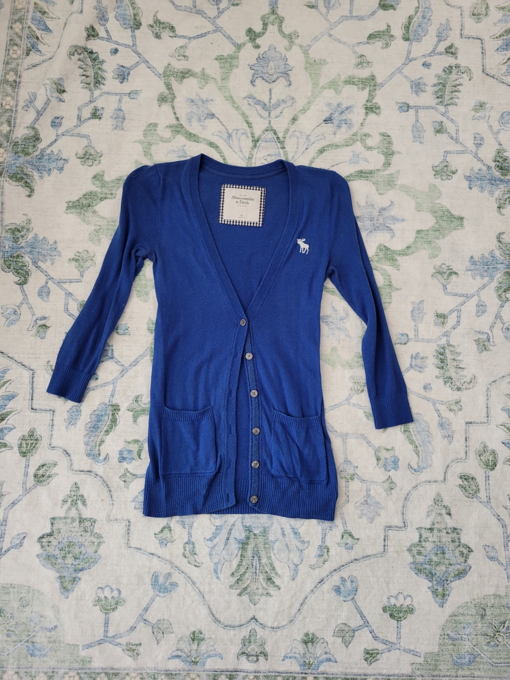 Abercrombie & Fitch Women's Royal Blue V-Neck Cardigan Sweater
